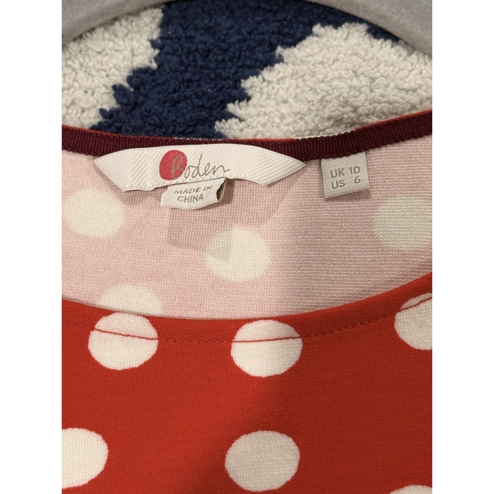 $150+ NEW Boden Polka Dot Red White Ruffle Button Boho Cottagecore Shirt/US 6 - Picture 4 of 5